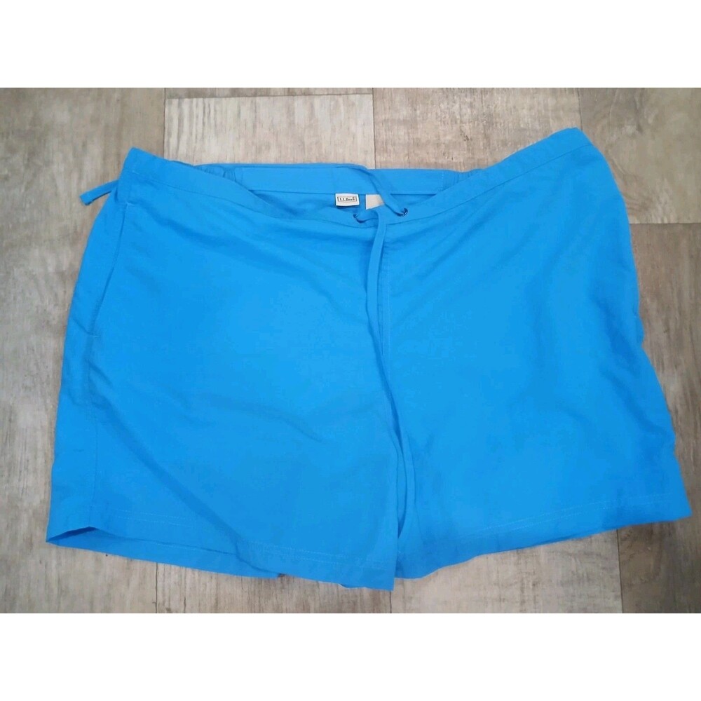 Women’s LL Bean Light Blue Elastic Waist Drawstring Pocket Shorts, Size XL 0buy3